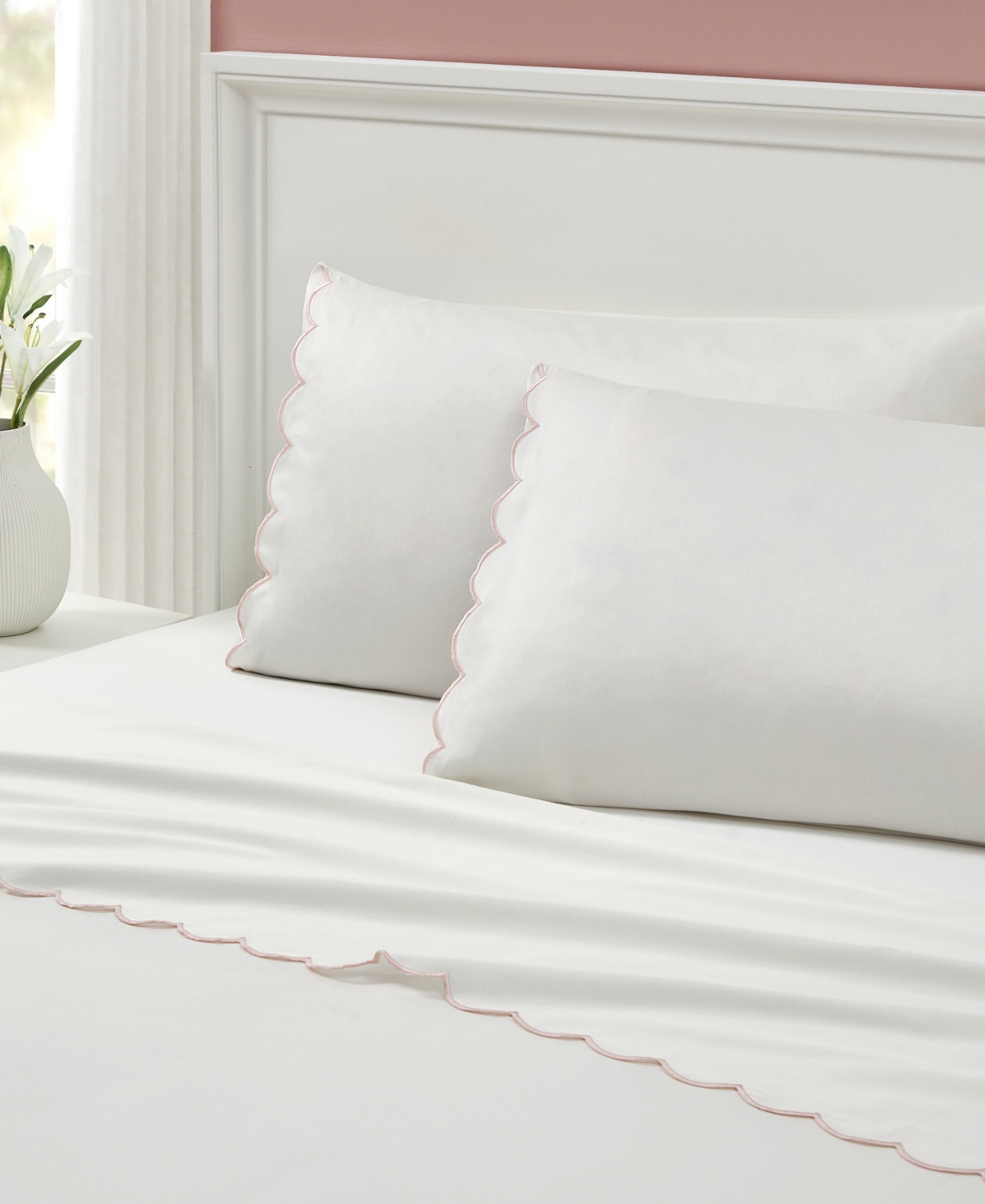 Peri Home Scallop Cotton 2-pc. Pillowcase Pair, Standard In White