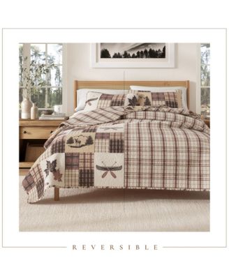 Rustic Lodge Patchwork Microfiber Quilt Set With Shams