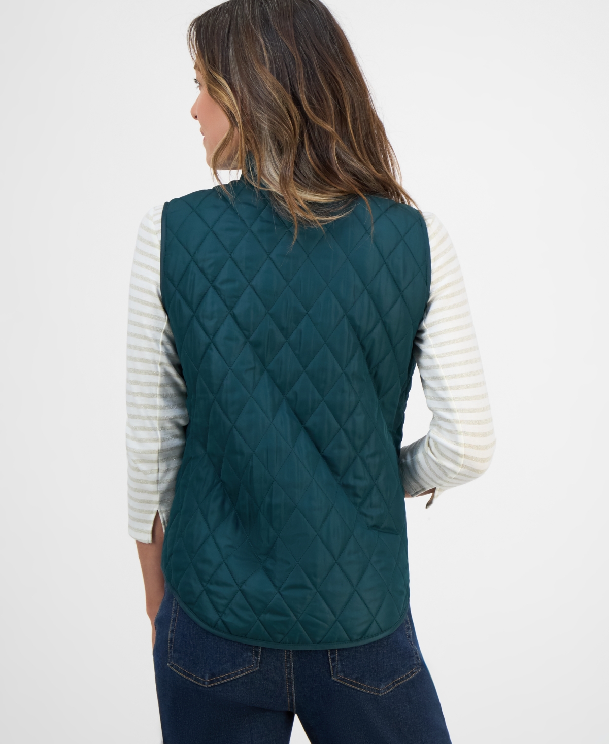 Style & Co Petite Quilted Vest, Created For Macy's In Green