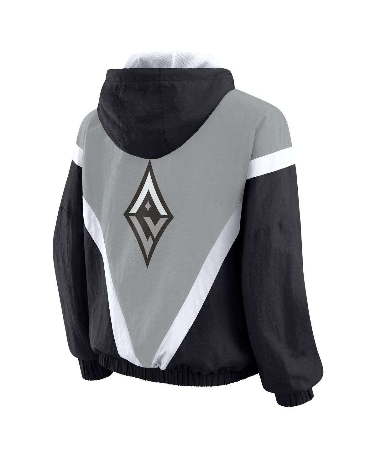 Wear By Erin Andrews Women's Black/gray Las Vegas Aces Colorblock Full-zip Windbreaker Jacket In Gray