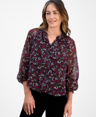 Style & Co - Petite Romance Ditsy Shine Top