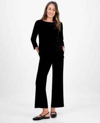 Petite Velvet Boat-Neck Top, Macy's Exclusive