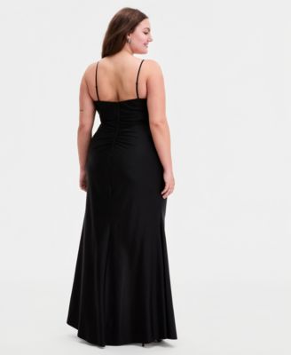 Trendy Plus Size Illusion-Midriff Square-Neck Gown