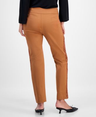 Petite Sequin-Trim Cambridge Pants, Macy's Exclusive  