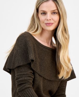 Petite Cape-Overlay Long-Sleeve Sweater, Macy's Exclusive 