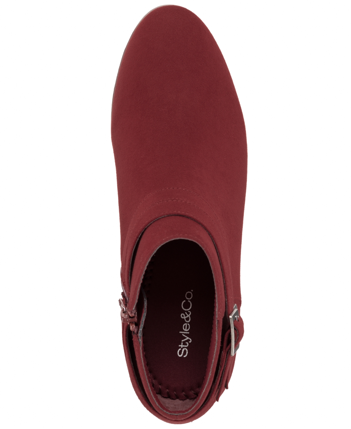 Style & Co Women's Willaa Belt Block Heel Booties, Macy's Exclusive In Burgundy