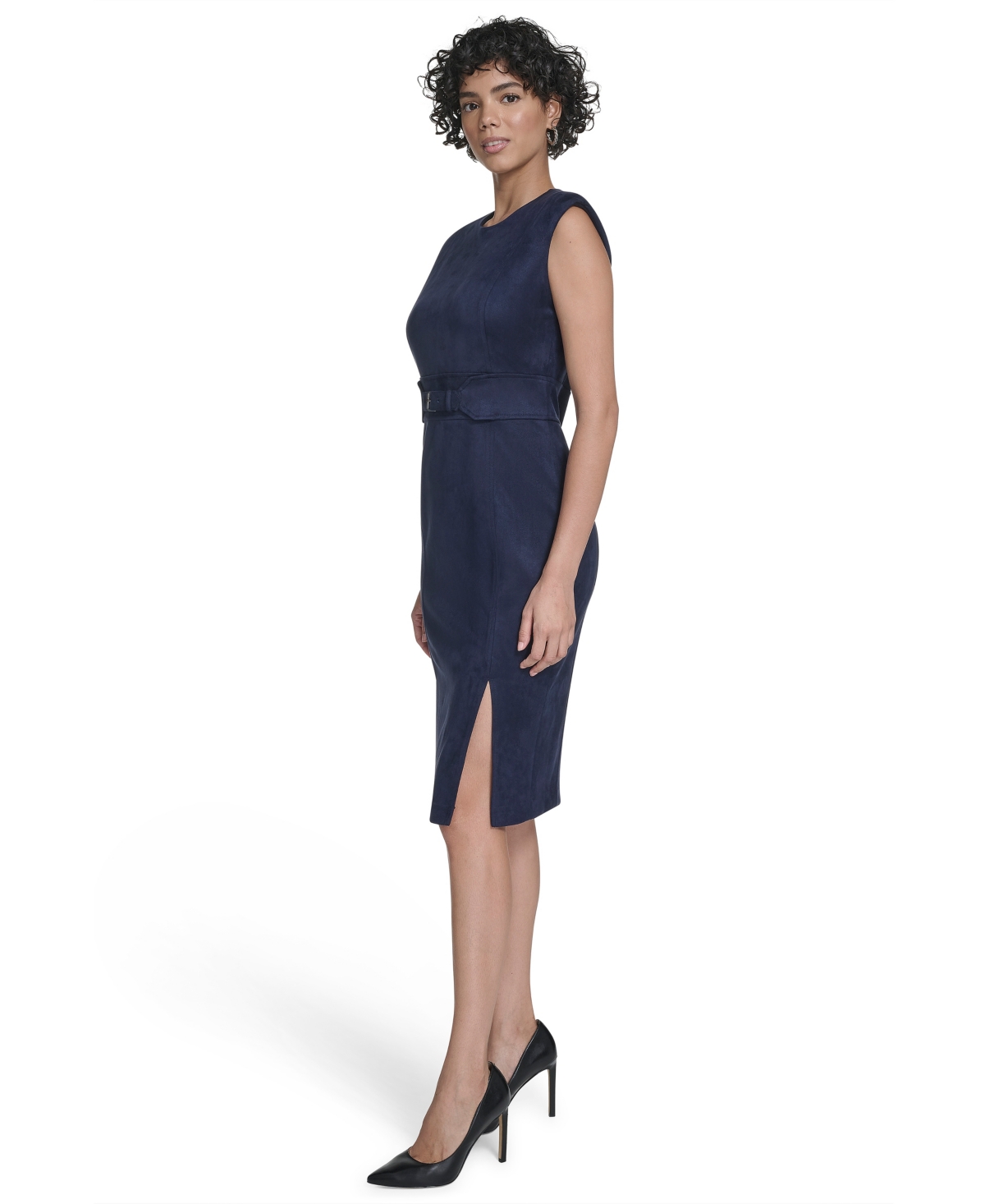 Calvin Klein Women's Sleeveless Crewneck Short Dress In Blue