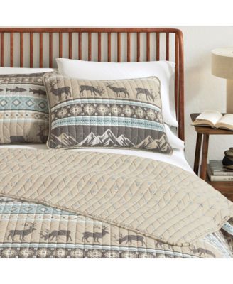 Wildlife Stripe Microfiber Quilt Set With Shams