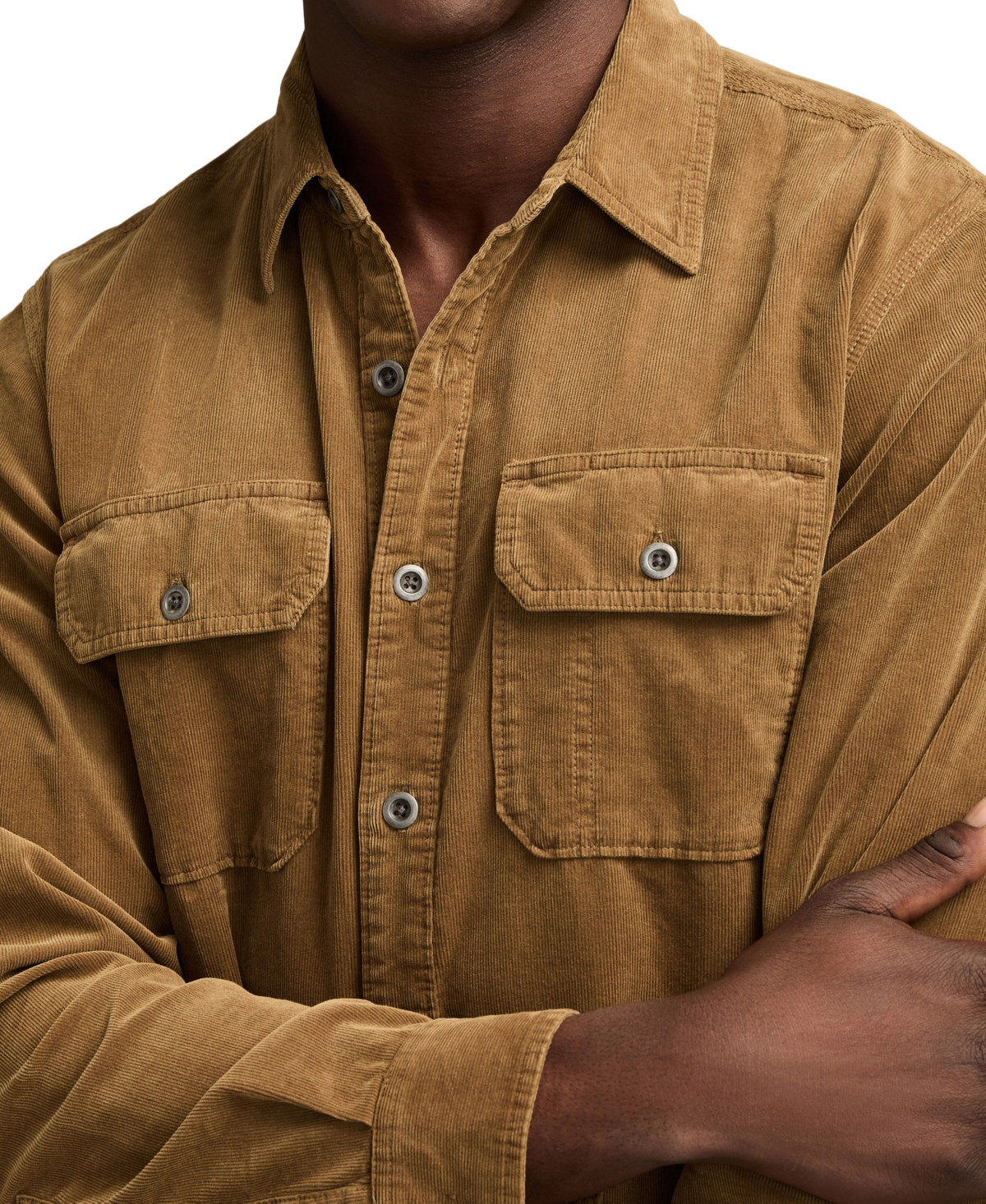 Lucky Brand Cotton Corduroy Button-up Utility Shirt In Brown