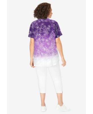 Plus Size Two-Piece V-Neck Tunic & Capri Set