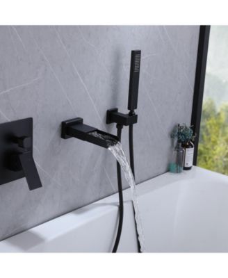 Waterfall Single-Handle 2 Sprayer Wall Mount Bathtub Shower Faucet in Matte Black