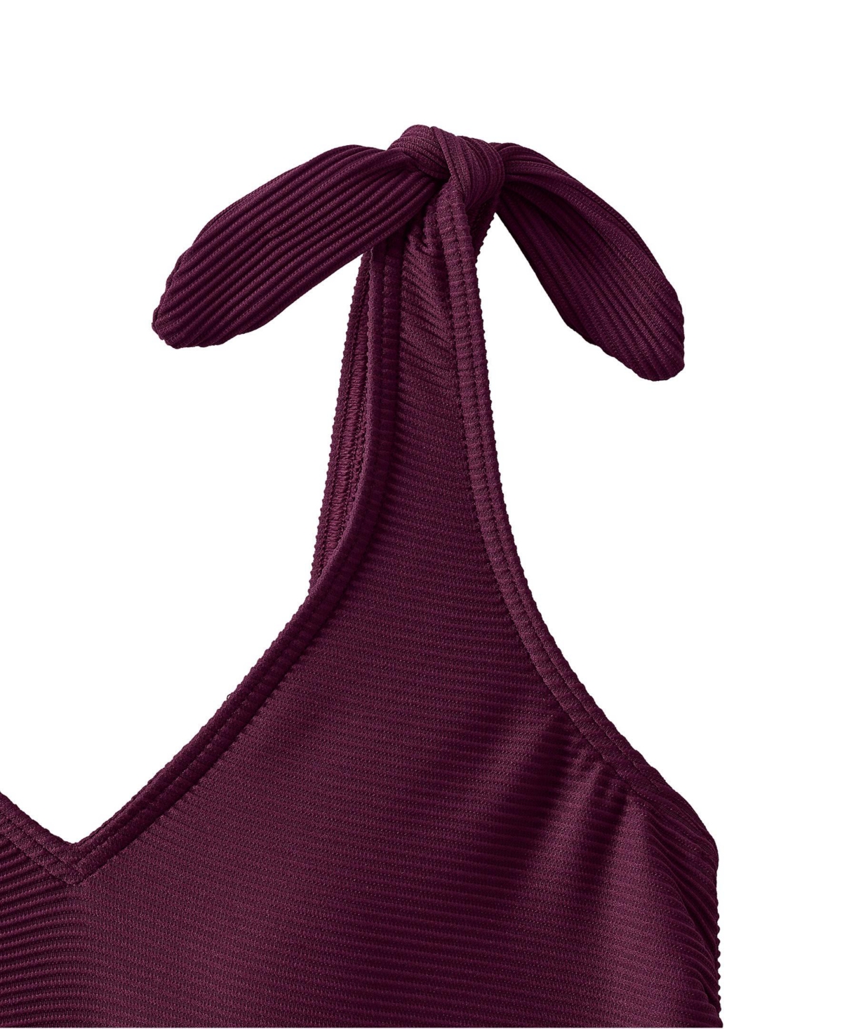 Lands' End Plus Tie Shoulder Ribbed Flutter Tankini Top