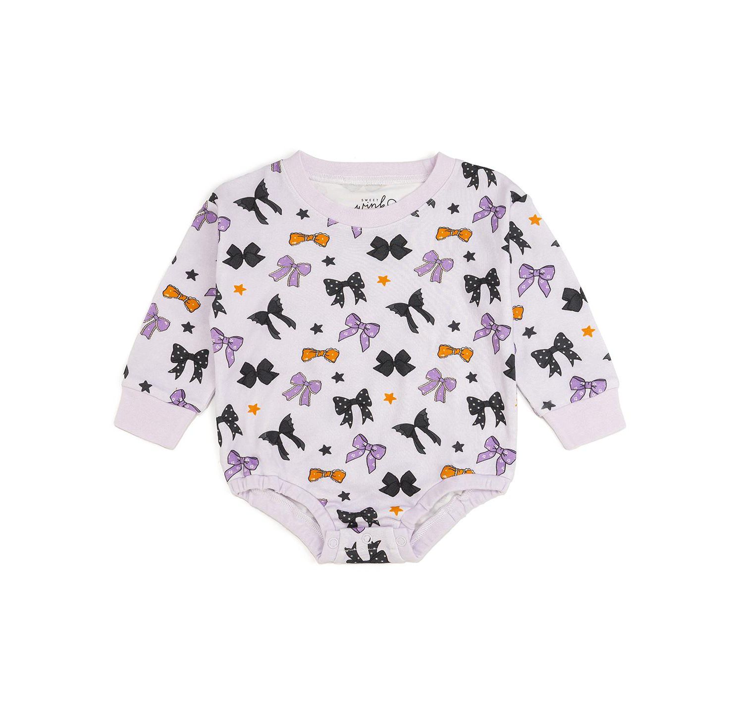 Baby Girl Spooky Bows Halloween Long Sleeve Romper