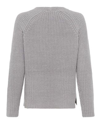 Women's V-Neck Sweater with Silver Foil Embellishment