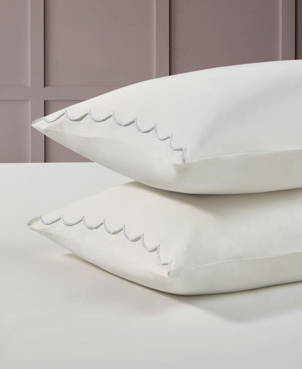 Peri Home Scallop Cotton 2-pc. Pillowcase Pair, Standard In White