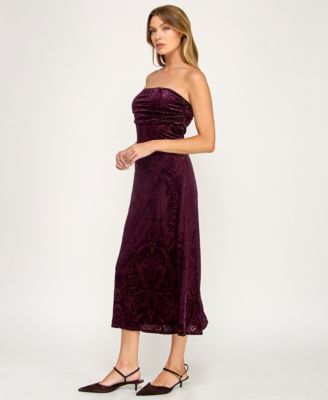 Juniors' Burnout Velvet Sleeveless Scarf Midi Dress