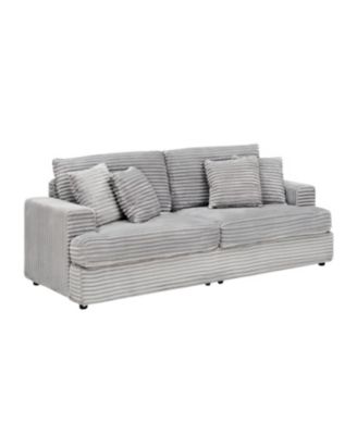 79.3" Corduroy Sofa with 4 Pillows