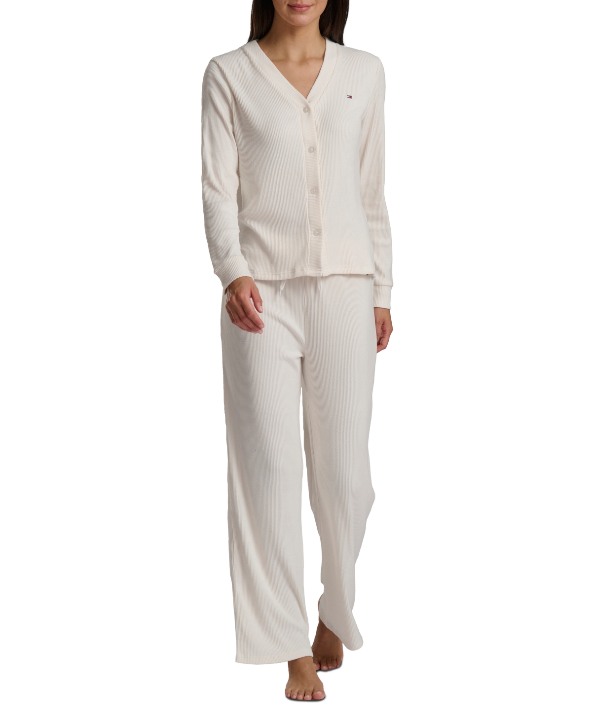 Tommy Hilfiger Women's 2-piece Long Sleeve Cardigan And Pants Set In White