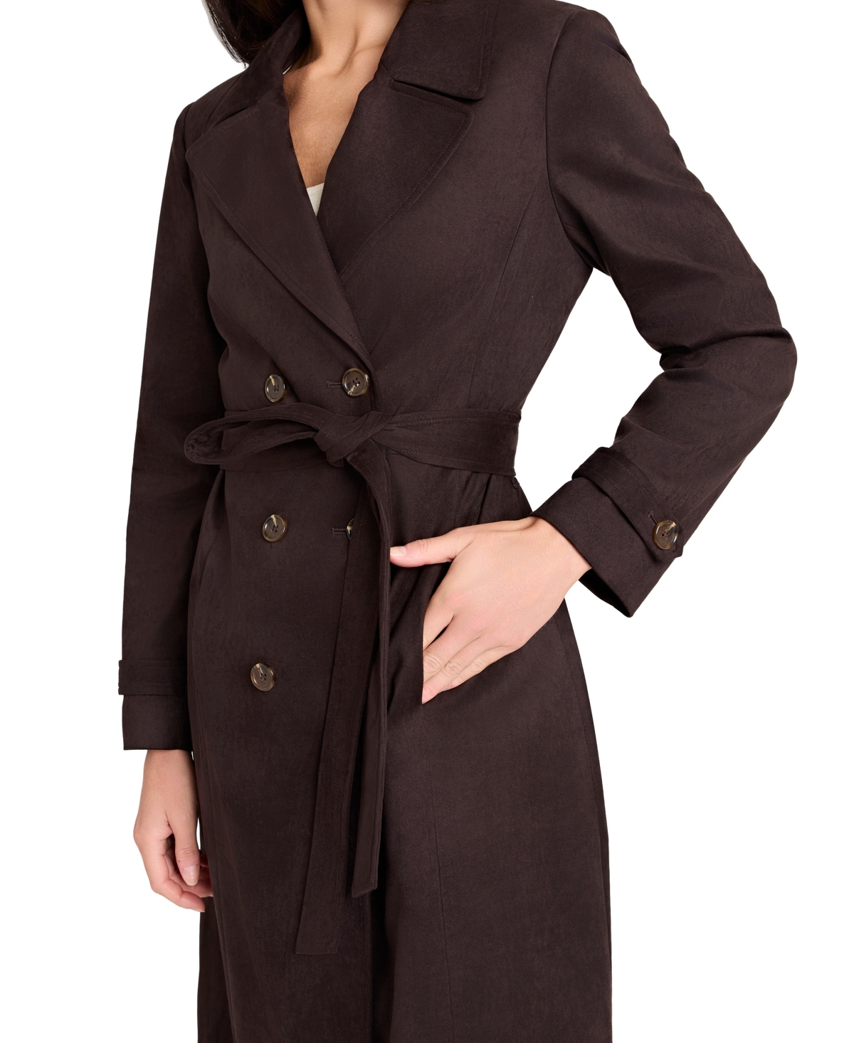 Tahari Asl Women's And Petite Long Sleeve Trench Coat, Regular & Petite In Brown