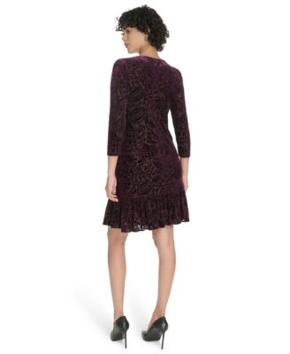 Women's Crewneck Ruffled Hem Dress