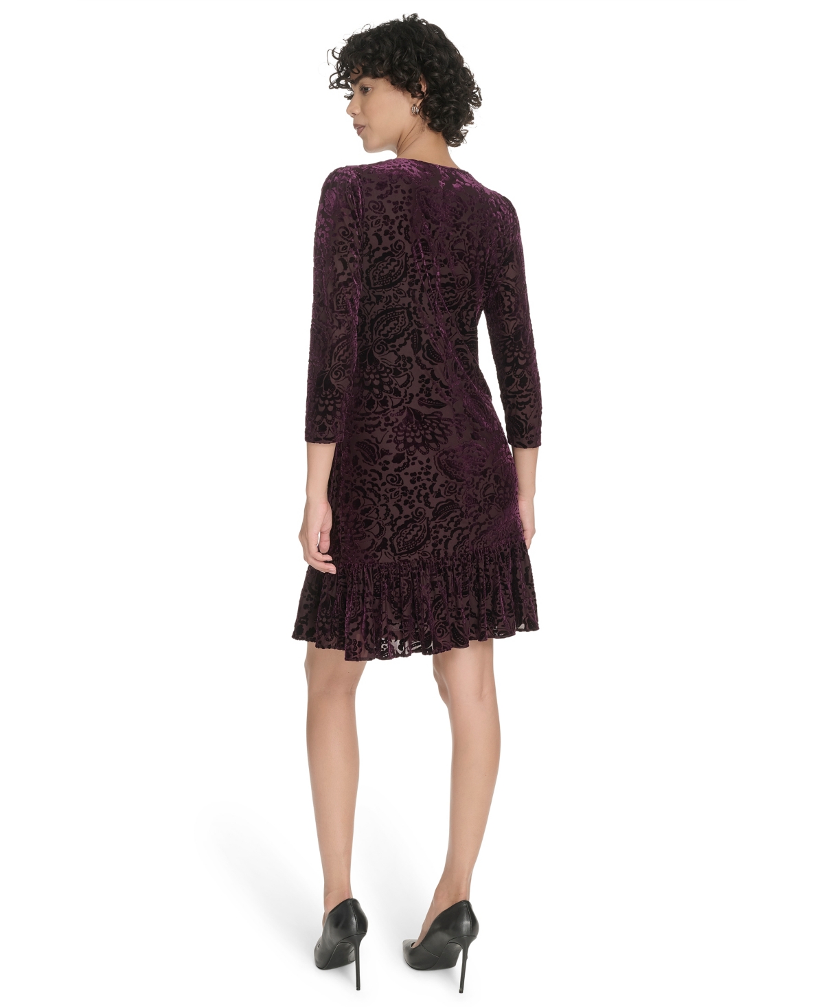 Tommy Hilfiger Three Quarter Sleeve Minidress In Purple