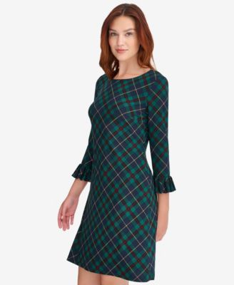 Women's Plaid Shift Crewneck Dress
