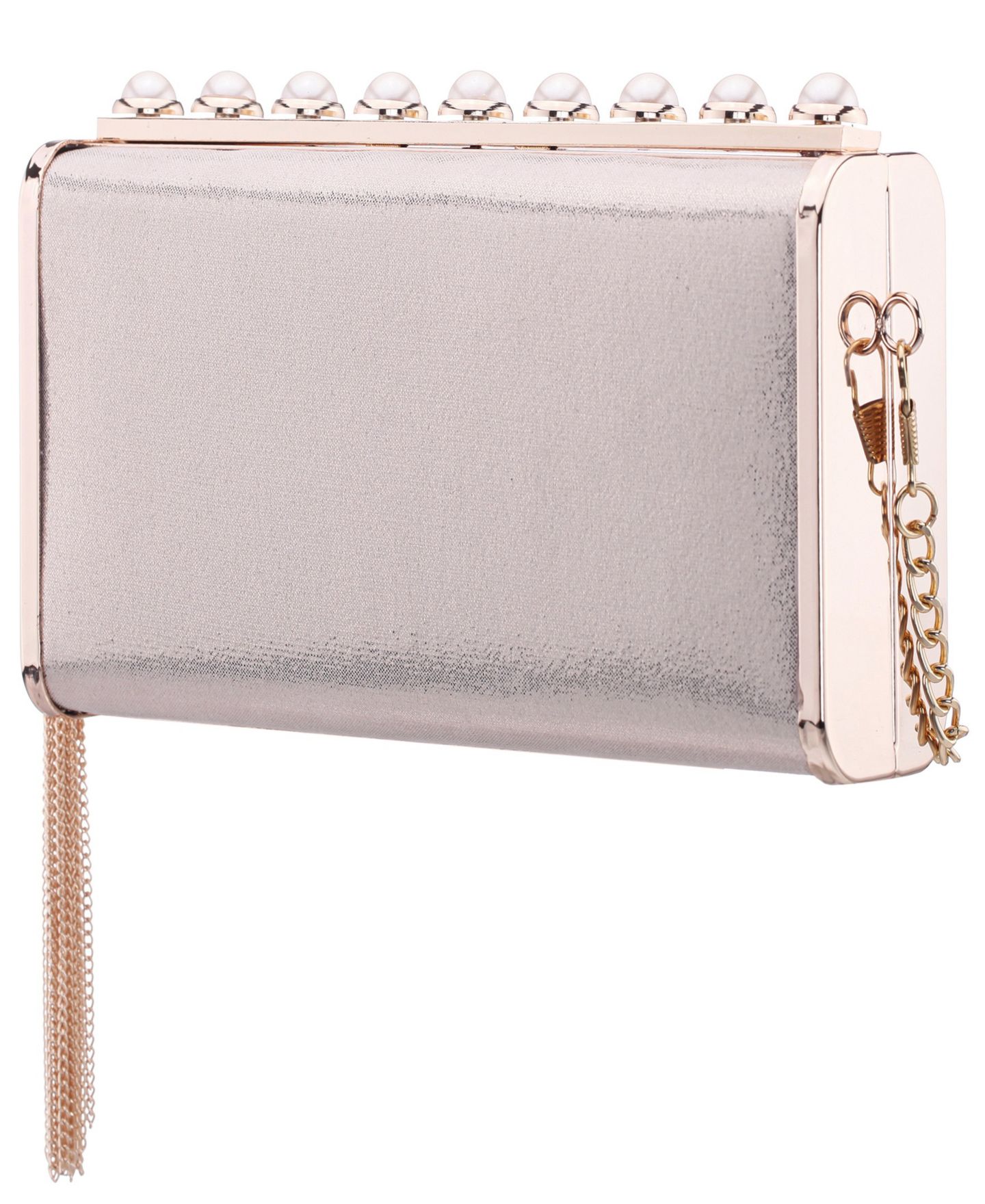 Женский клатч Nina Crystal Ornamented Minaudiere Tassel Lift Lock Clutch, цвет: Platino — фото 3