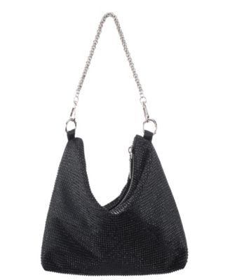 Crystal Embellished Zipper Hobo Bag