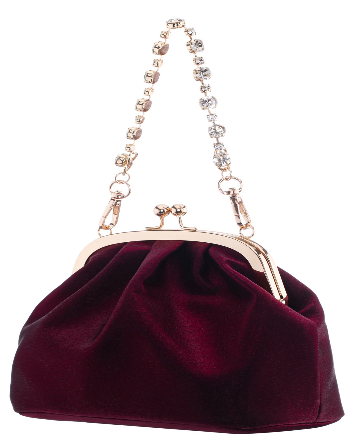 Nina Vintage Style Crystal Handle Frame Clutch In Burgundy