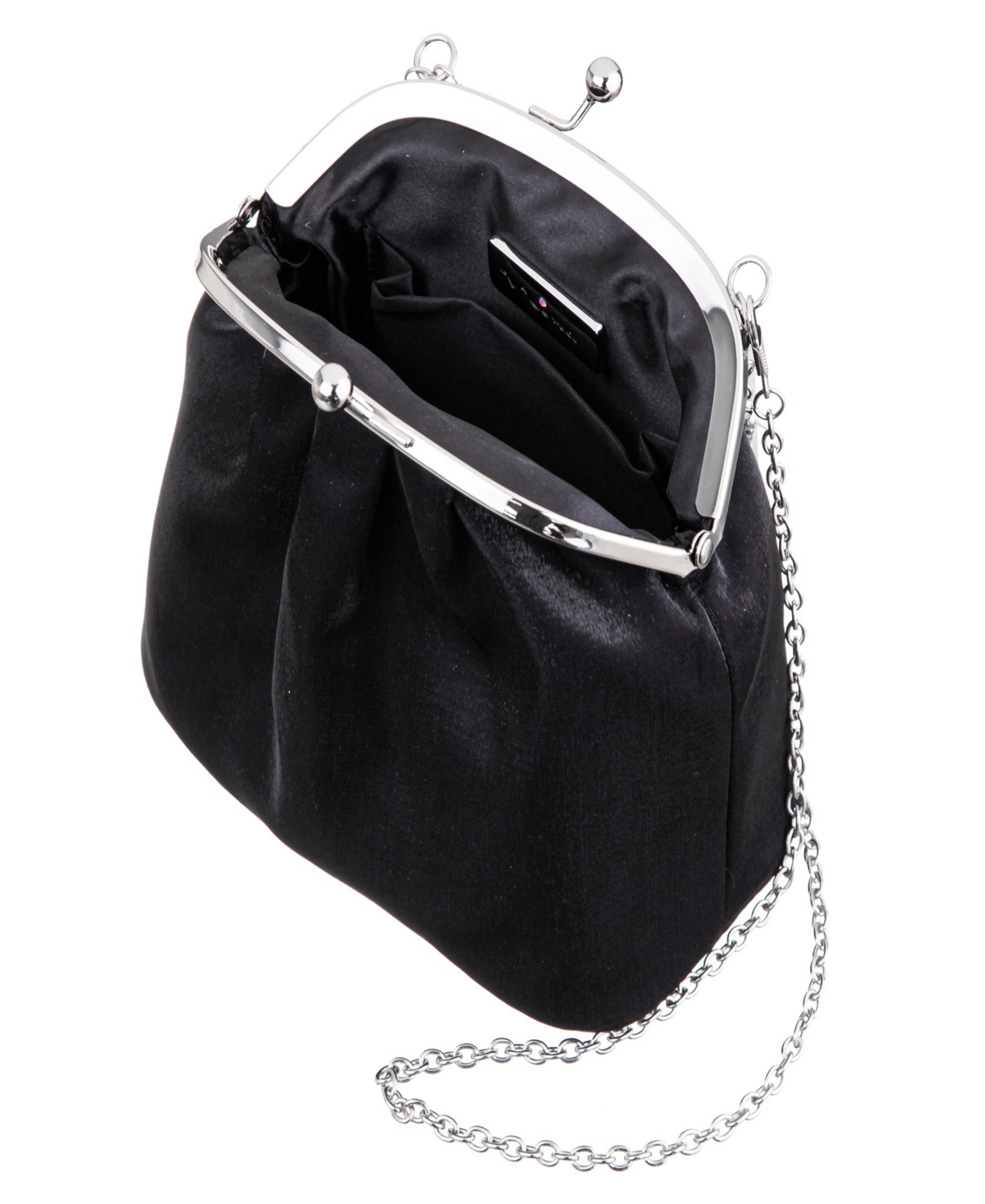 Nina Vintage Style Crystal Handle Frame Clutch In Black