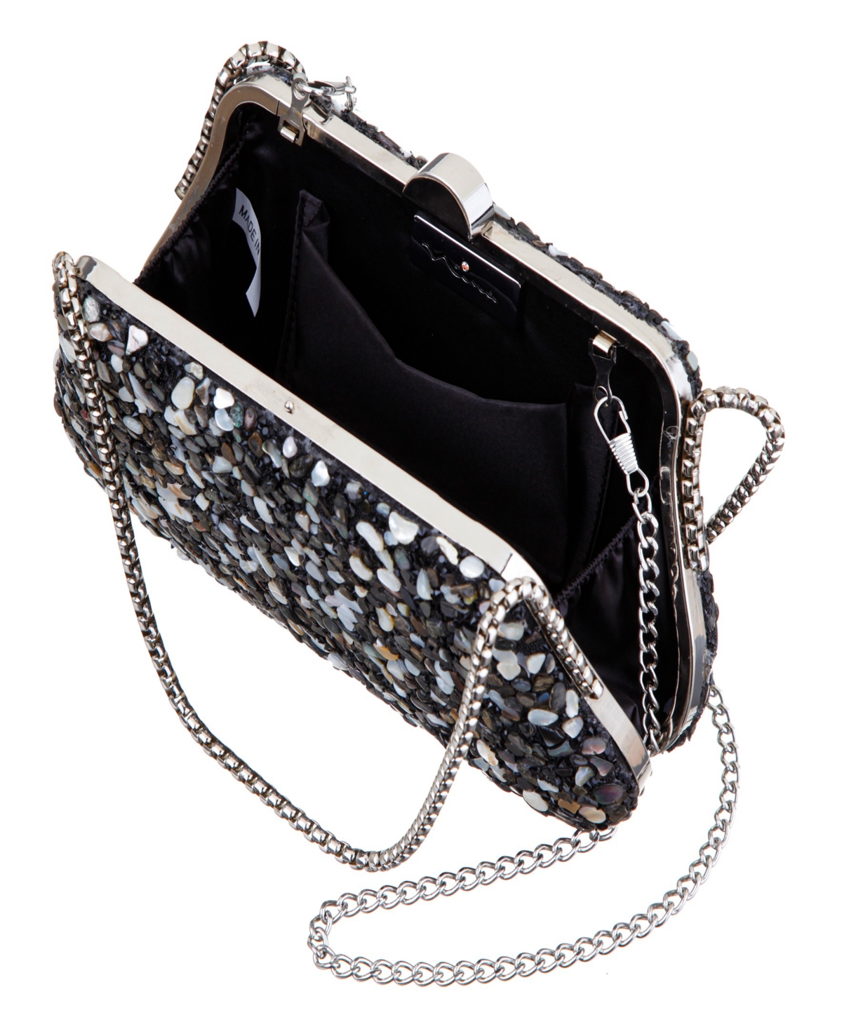 Nina Rock Candy Minaudiere Crystal Lift Lock Clutch In Black