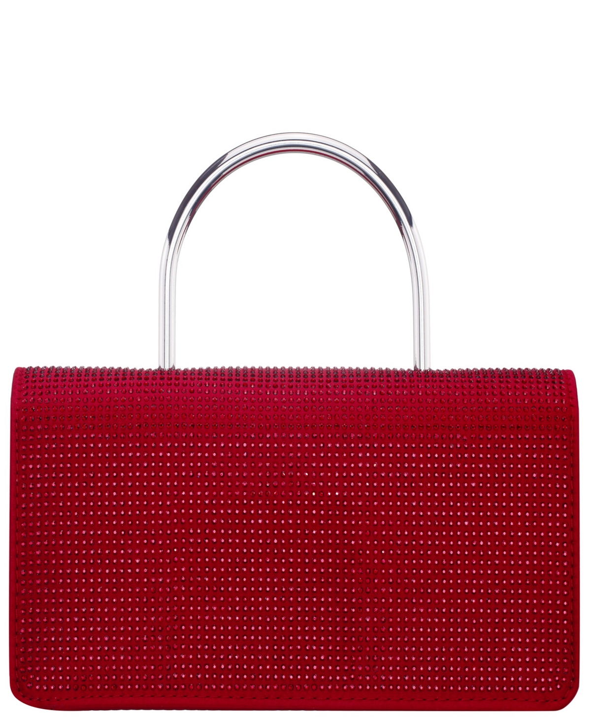 Nina Elongated Crystal Magnetic Snap Satchel Bag In Red