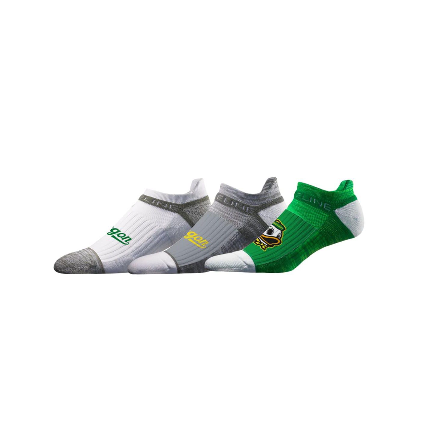 Короткие носки для мужчин и женщин Strideline Oregon Ducks Premium, набор из 3 пар — фото 1