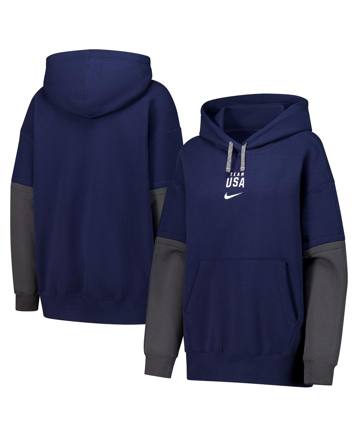 Nike Women's Navy Color Block Essential Pullover Hoodie In Blue