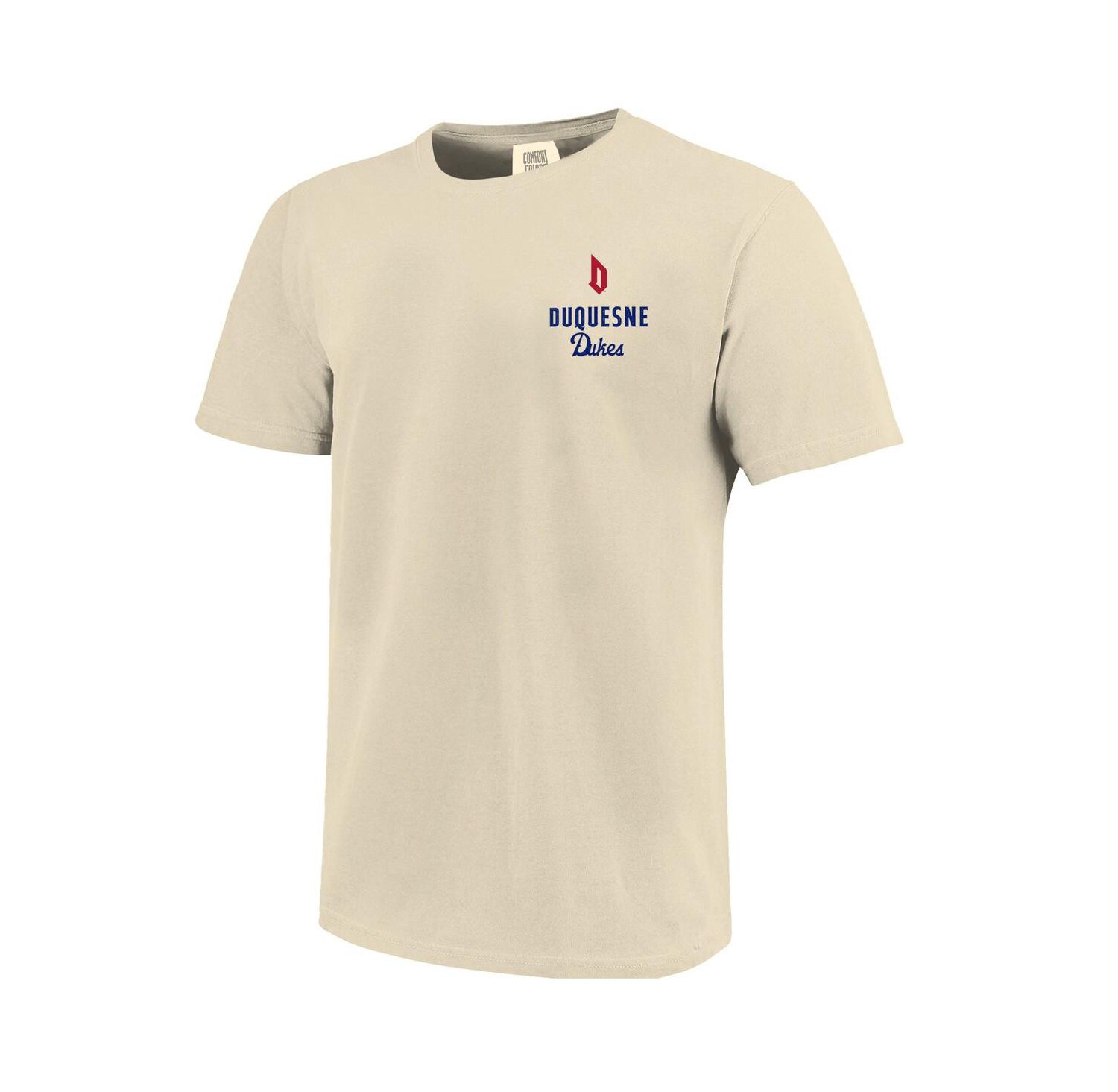 Men's Cream Duquesne Dukes Comfort Colors Mascot Overlay T-Shirt