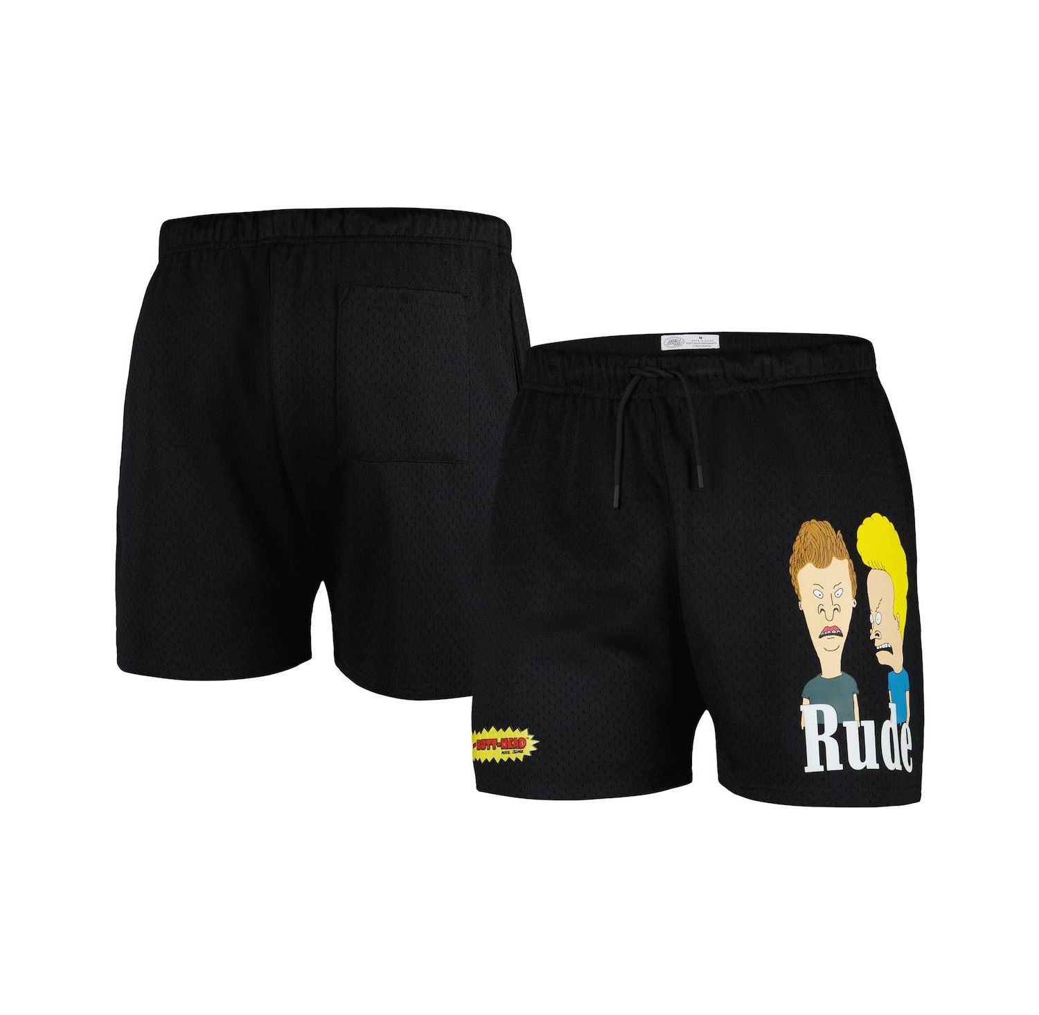 Men's Black Beavis and Butt-Head Rude Mesh Shorts