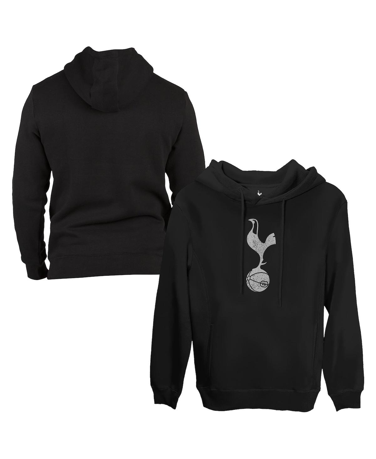 1863fc Men's Black Tottenham Hotspur Monochrome Badge Fleece Pullover Hoodie In Black