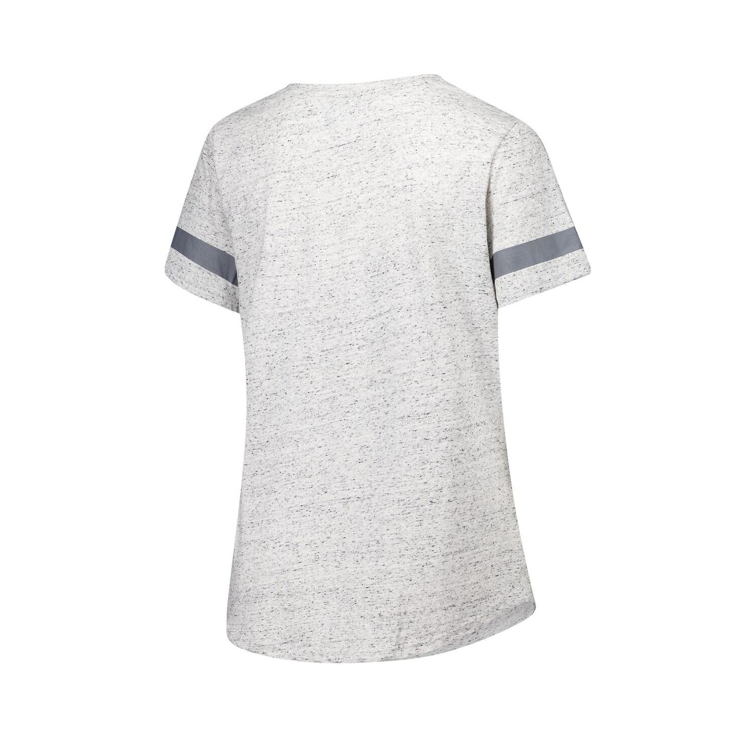 Women's Heather Gray Florida State Seminoles Plus Size Lace-Up V-Neck T-Shirt