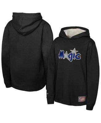 Mitchell & Ness - Big Boys and Girls Black Orlando Magic Hardwood Classics Lightweight Thermal Long Sleeve Hoodie T-Shirt