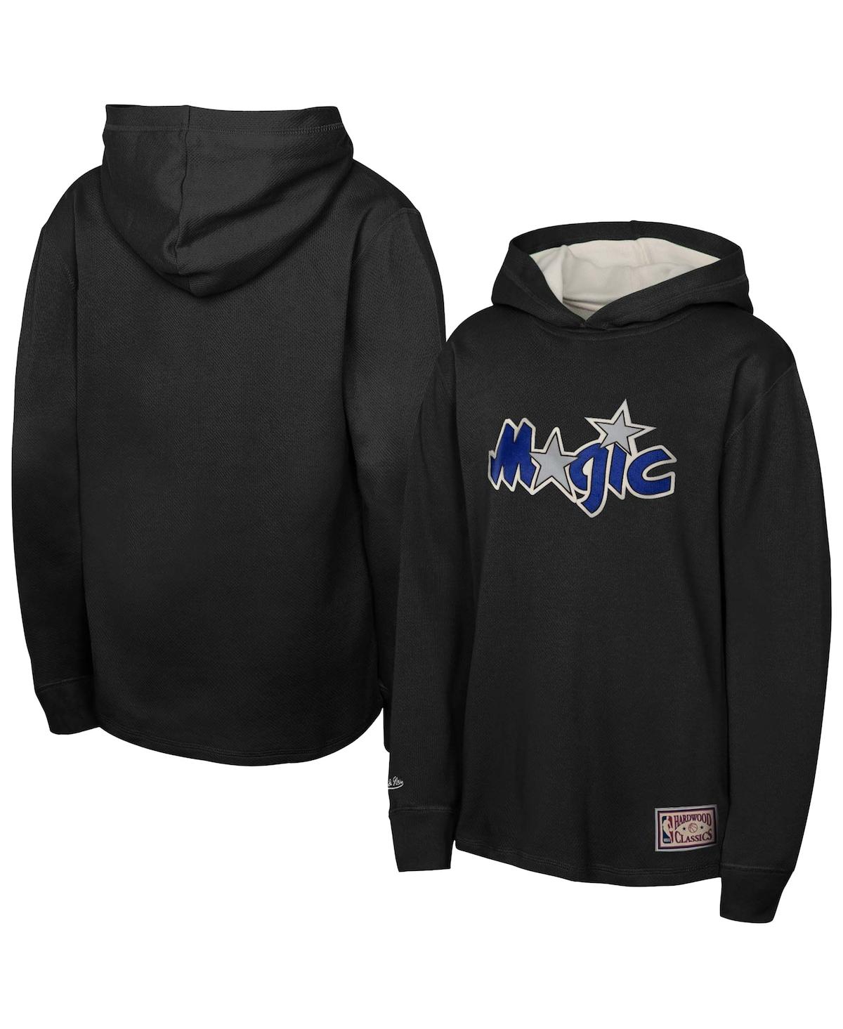 Mitchell & Ness Big Boys And Girls Black Orlando Magic Hardwood Classics Lightweight Thermal Long Sleeve Hoodie T-sh In Black