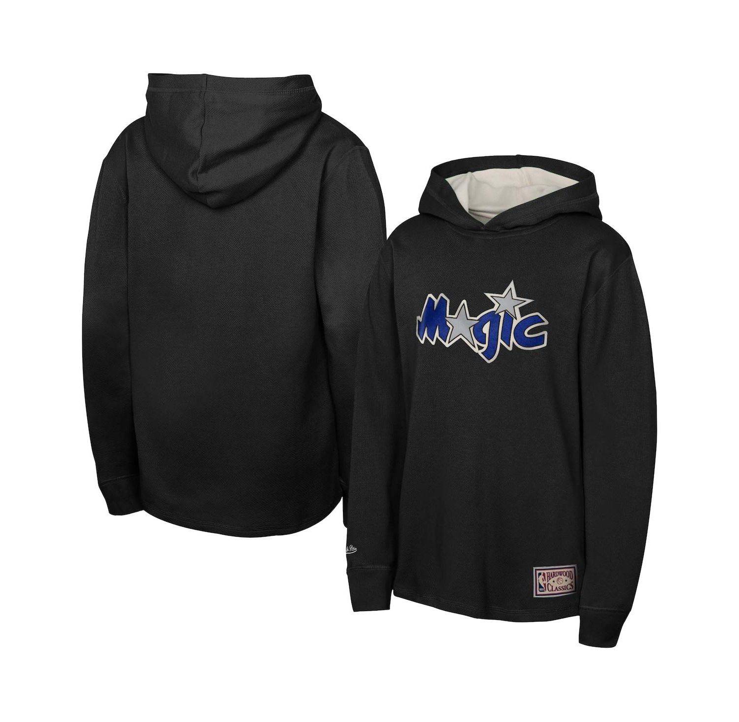 Big Boys and Girls Black Orlando Magic Hardwood Classics Lightweight Thermal Long Sleeve Hoodie T-Shirt