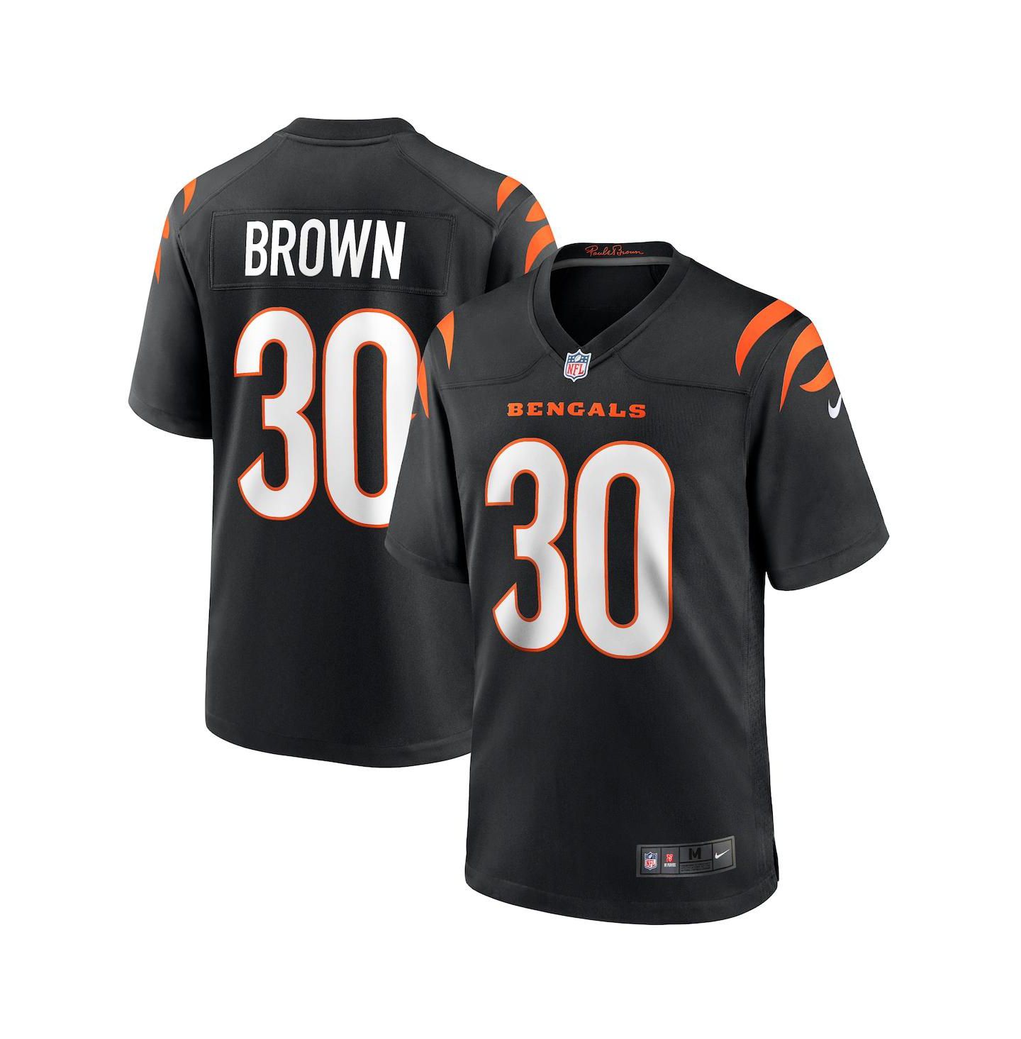 Мужской топ Nike Chase Brown Black Cincinnati Bengals Team Game Jersey — фото 1