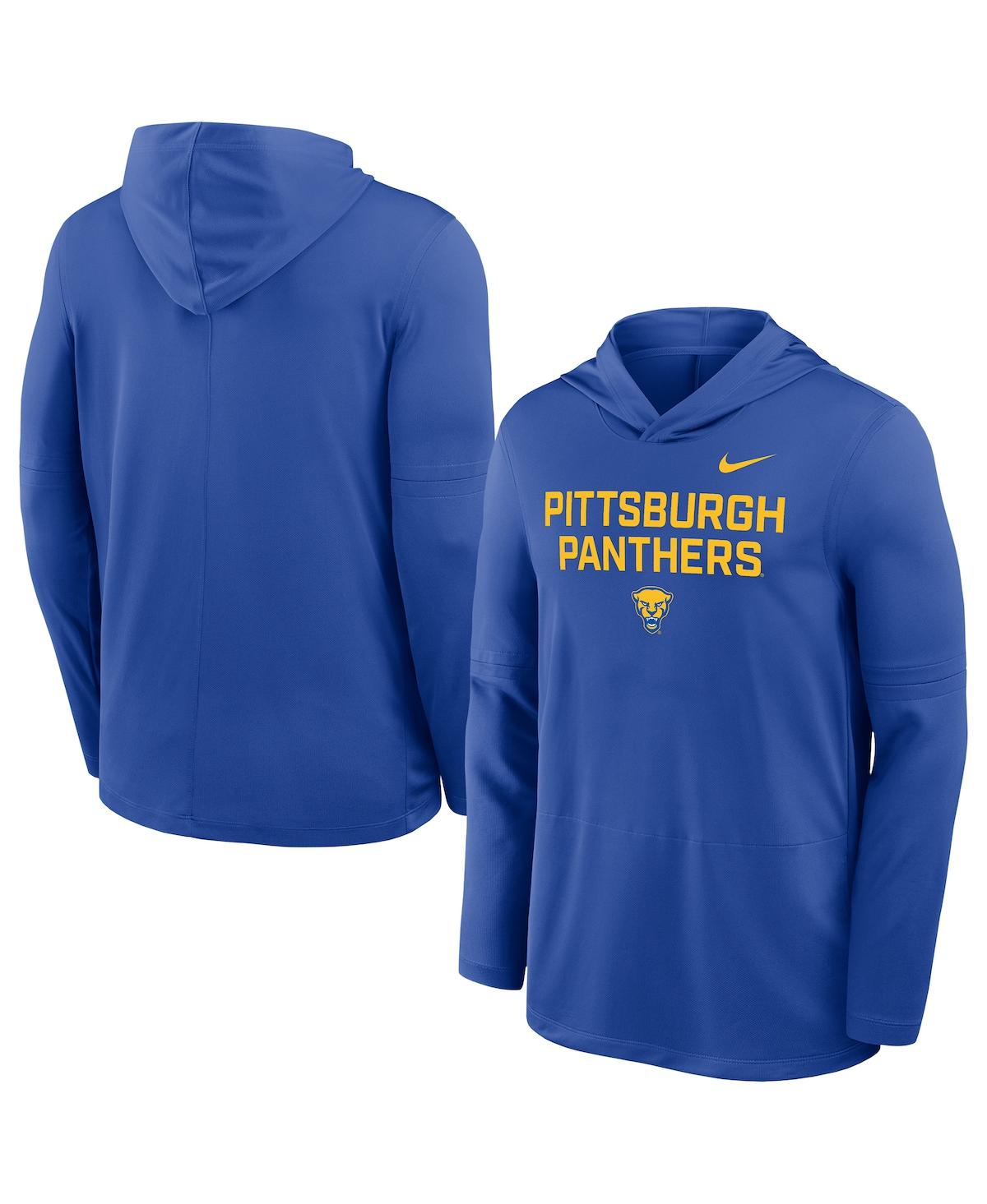 Nike Men's Royal Pitt Panthers 2025 Sideline Dri-fit Long Sleeve Hoodie T-shirt In Blue