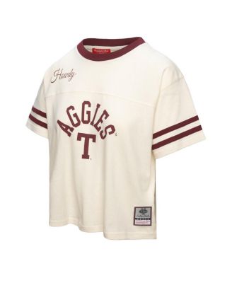 Women's Cream Texas A&M Aggies Cropped Ringer T-Shirt