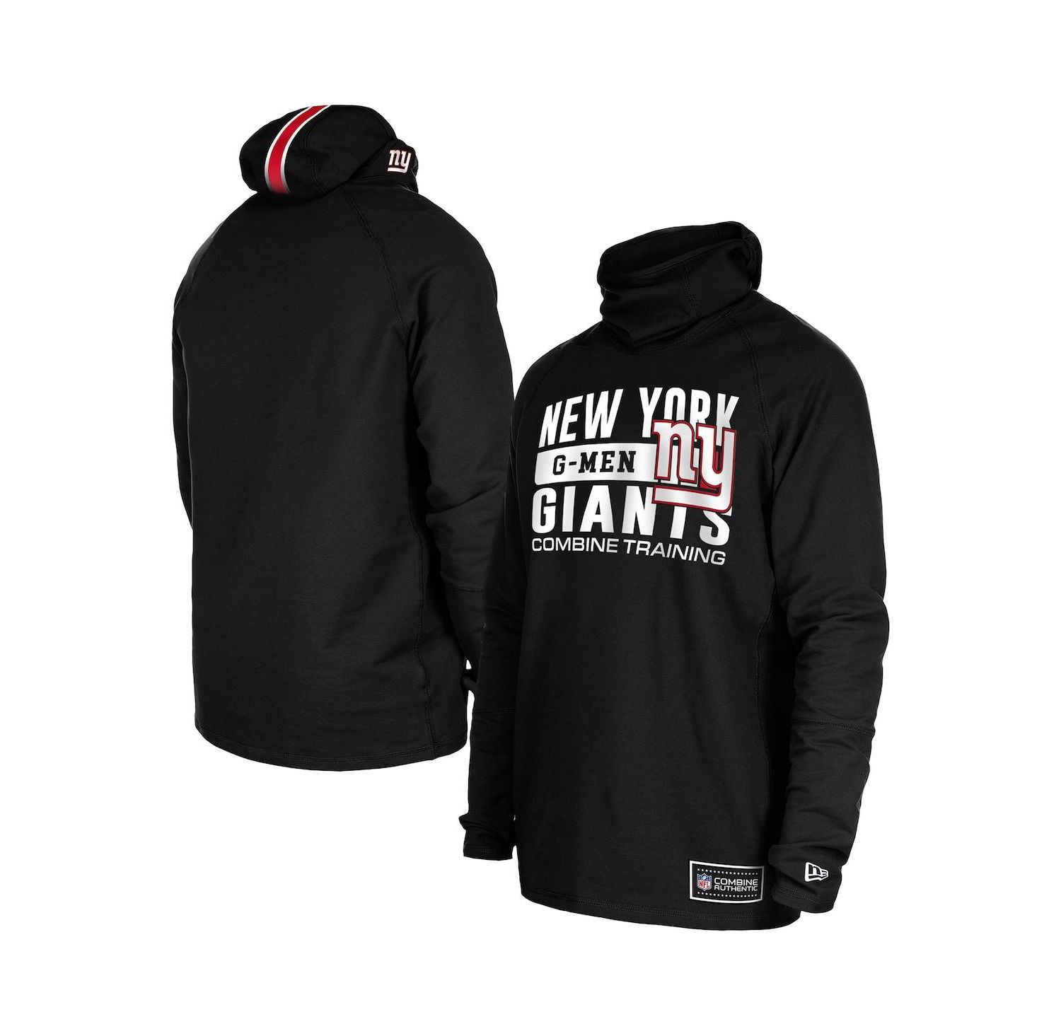 Men's Black New York Giants Functional Fandom Balaclava Helmet Stripe Tri-Blend Hoodie