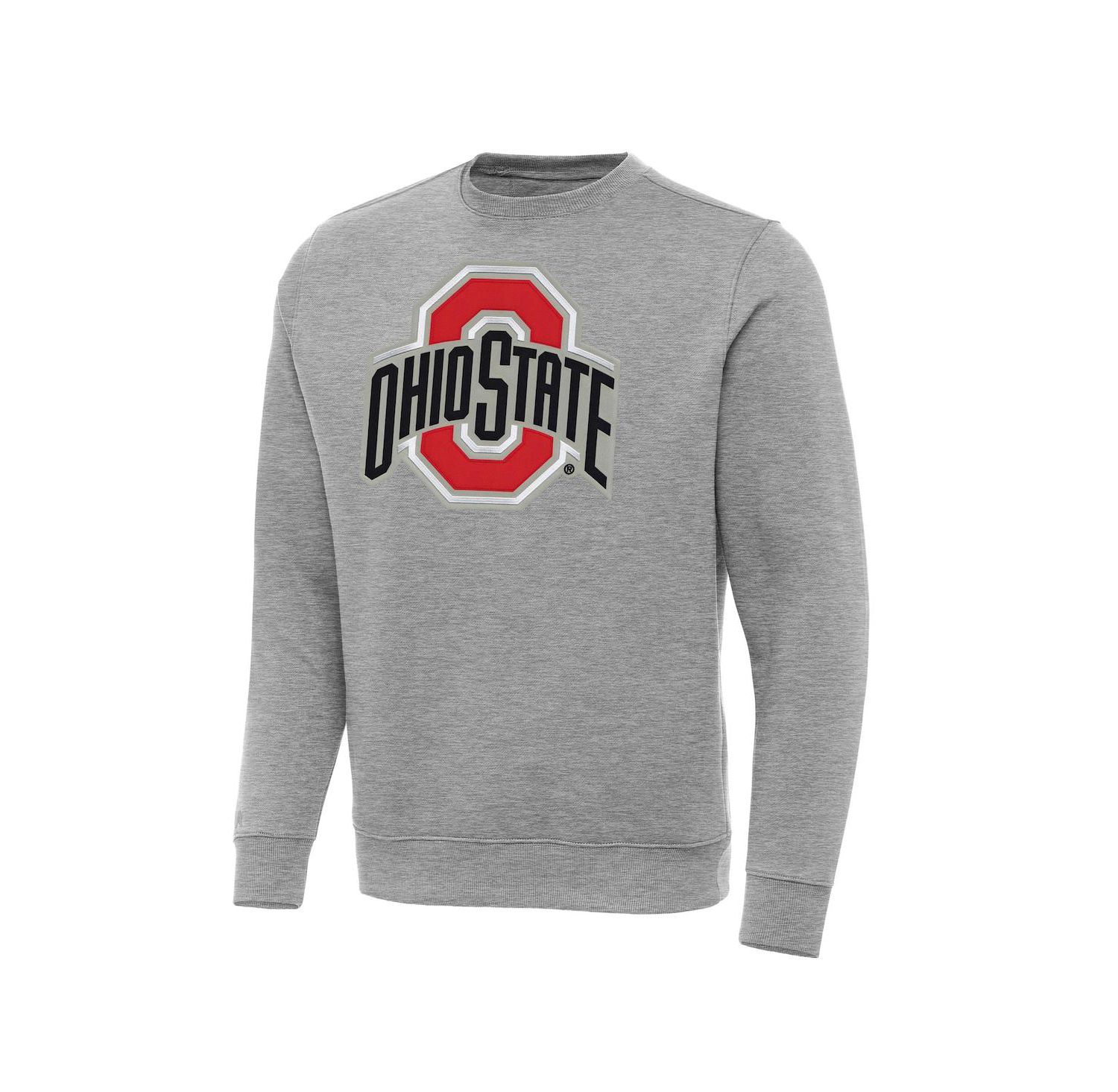 Men's Heather Gray Ohio State Buckeyes Big & Tall Victory Crewneck Pullover Sweatshirt