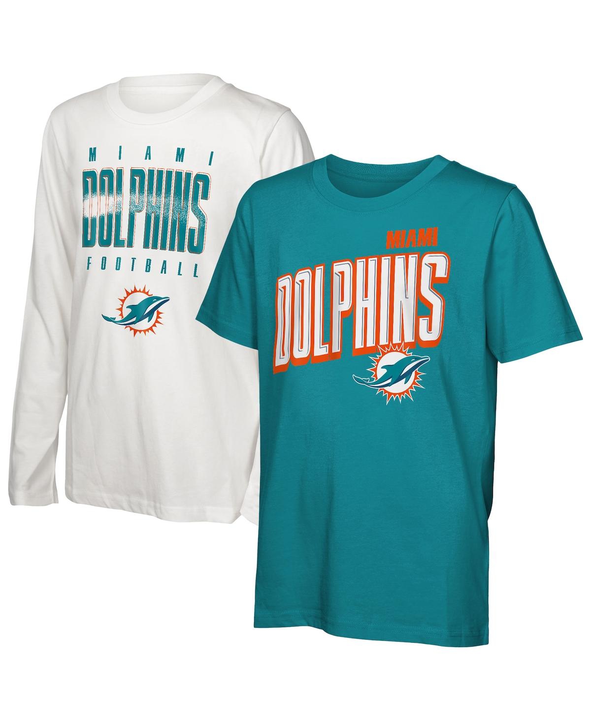 Outerstuff Big Boys And Girls Miami Dolphins The Mix Combo T-shirt Set In Blue