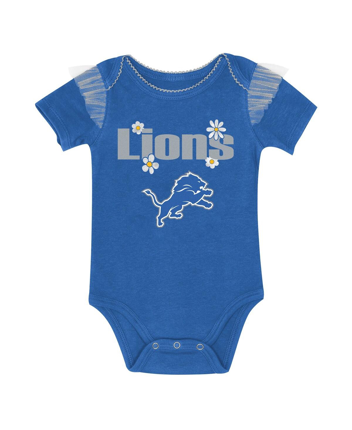 Outerstuff Girls Newborn 2-piece Blue Detroit Lions My Team Rocks Bodysuit And Skirt Set In Blue