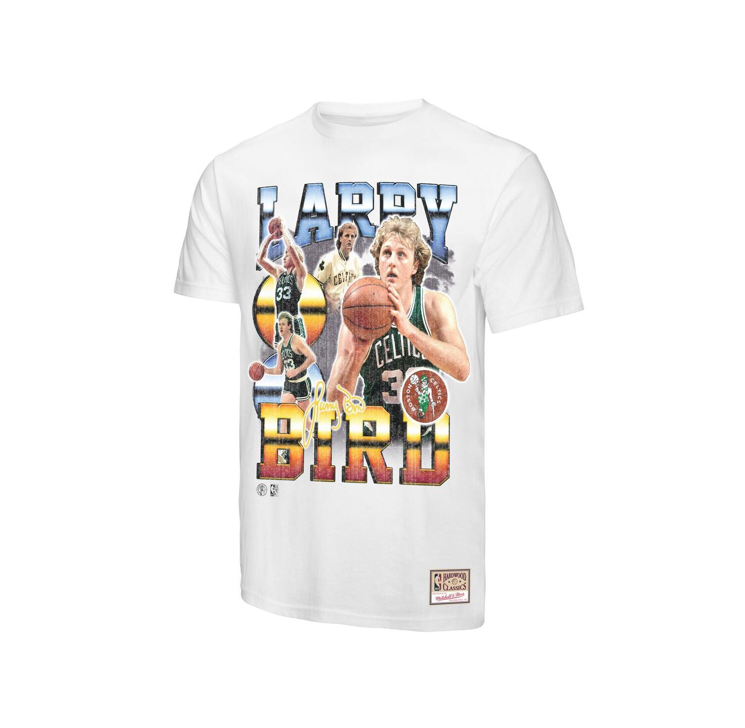 Men's Larry Bird White Boston Celtics Commemorative Collage T-Shirt