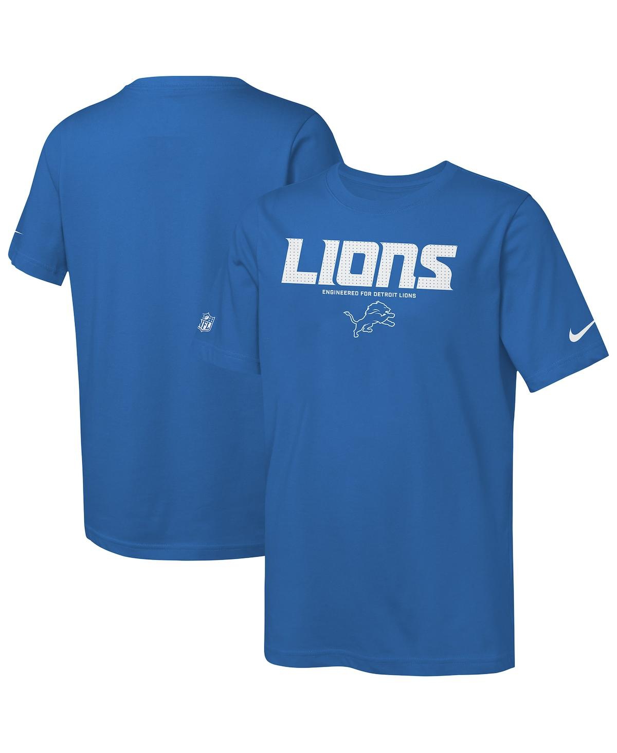 Nike Big Boys And Girls Blue Detroit Lions Sideline Team Issue T-shirt In Blue